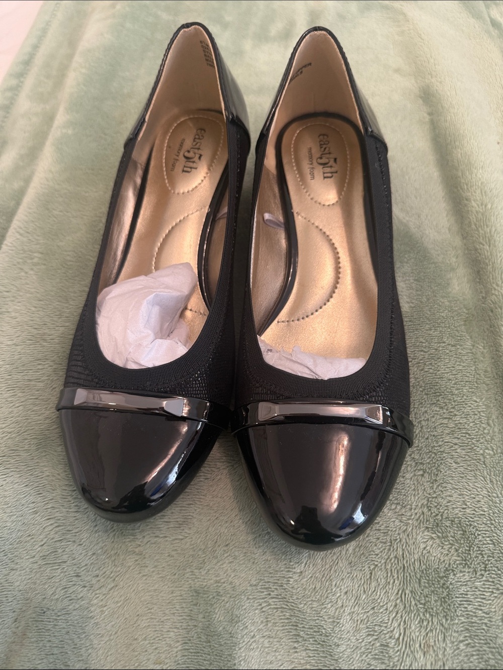 East 5th Black Patent Cap-Toe Ballet Flats